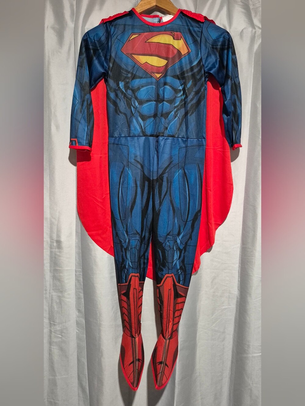 DC Comics Boys Blue and Red Superman Muscle Jumpsuit with Cape